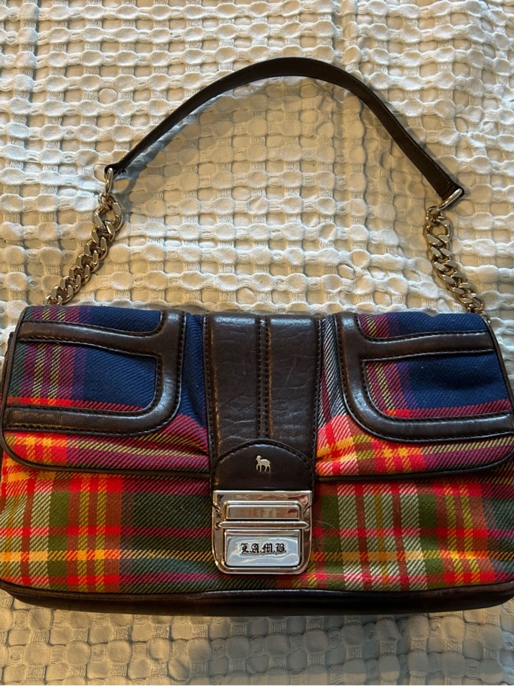 L.A.M.B. Plaid Shoulder Bag with Removable Chain Strap